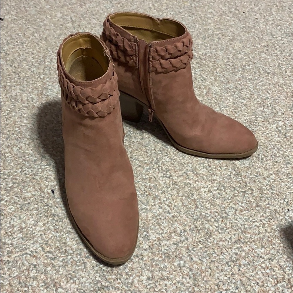 Charlotte Russe braided zip up heeled ankle boots